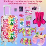 Ecore Fun 24 Pcs 18 Inch Girl Doll Accessories Doll Travel Suitcase Play Set Included Travel Carrier Clothes Camera Phone Travel Pillow Passport Tickets Cashes Credit Card Map Umbrella