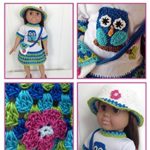 Crochet Pattern Owl T-Shirt Dress, Hat & Purse for 18″ Doll PB161